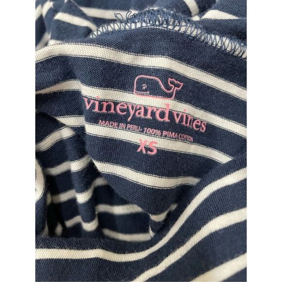 Vineyard Vines Navy & White Stripe Long Sleeve Turtleneck Blouse Size X-Small - Picture 3 of 5